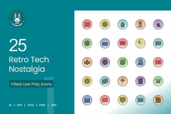 25 Retro Tech Nostalgia Icons for Graphic Design Projects