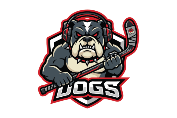 Angry Bulldog Hockey Esports Mascot Logo for Graphics and Logos