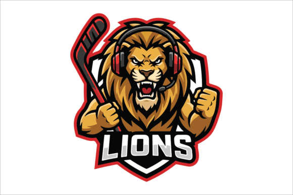 Angry Lion Hockey Esports Mascot Logo Graphics