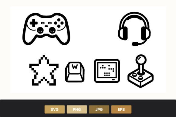 Black and White Gaming Controller Icons for Modern Branding