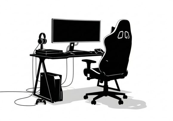 Black Computer Workstation Monitor Mouse Graphics