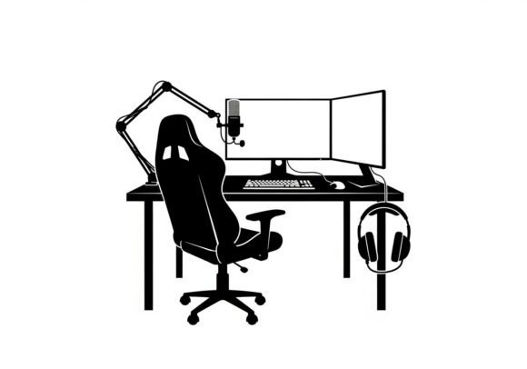 Black Office Workstation Computer Monito: A Designer's Review of Graphics and Illustrations