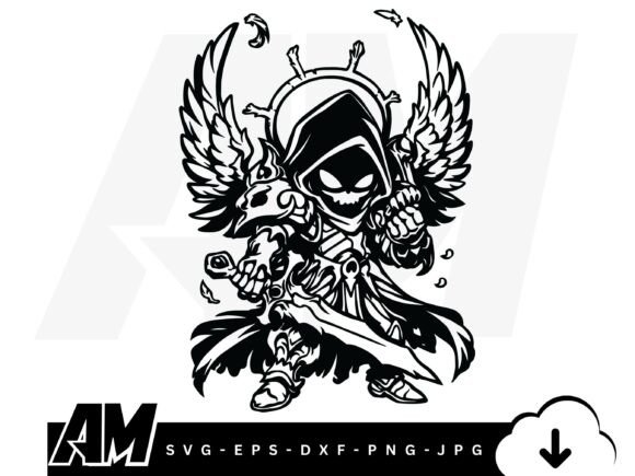 Chibi Grim Reaper SVG Winged Skull