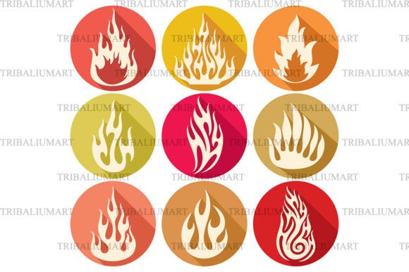 Colorful Flame Icons Set for Modern Graphics