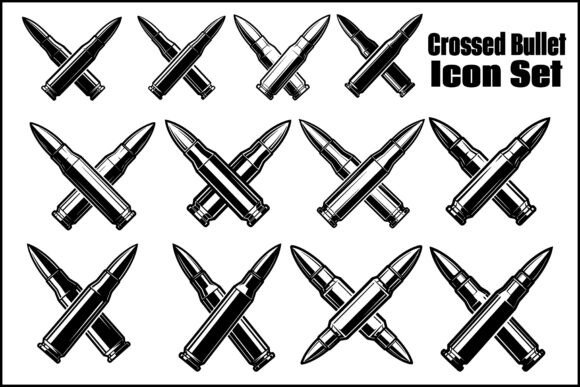 Crossed Bullet Icon Set for Modern Branding and Illustrations