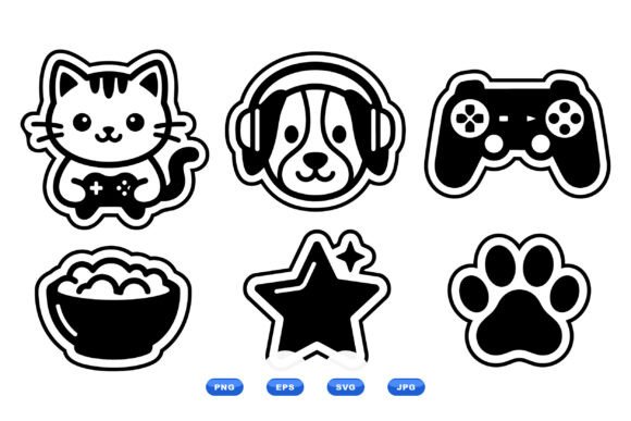 Cute Gamer Pet Sticker SVG for Graphics and Illustrations