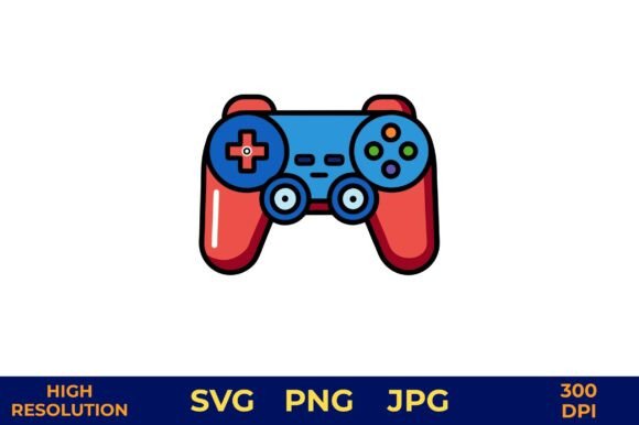 Gamepad Vector Art with Solid Colors for Graphics and Illustrations
