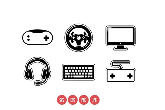 Gaming Controller and Accessories Vector Graphics