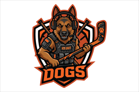 German Shepherd Hockey Mascot Logo Design for Crafting