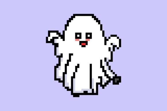 Halloween Ghost Boo in Pixel Art - A Graphic Design Asset Review