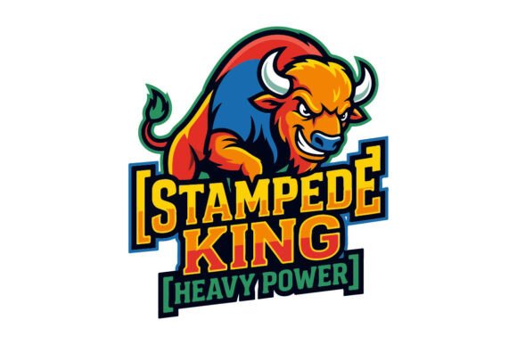 Heavy Power Charging Bull Mascot Logo for Graphics and Logos
