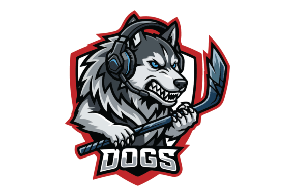 Husky Wolf Hockey Mascot Logo Design for Graphics and Logos
