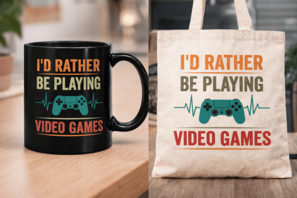 I'd Rather Be Playing Video Games Vector Graphics & Print Templates