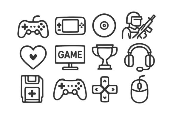 Icons Related to Video Gaming for Creative Design