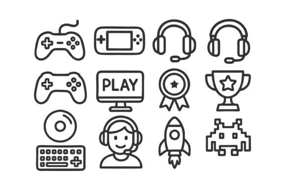 Icons Representing Gaming and Technology for Modern Design Projects