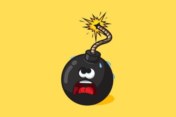 Illustration of Bomb Get Scared Cartoon for Branding and Packaging