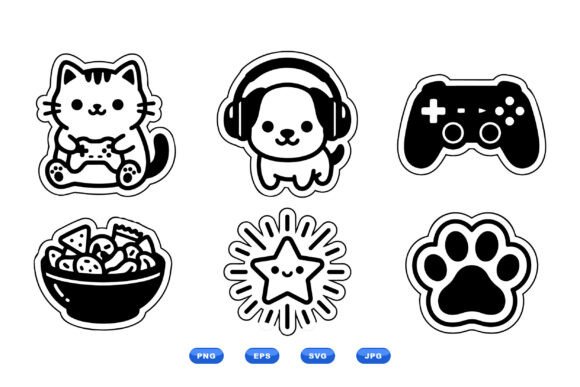 Kawaii Gamer Pet Sticker SVG for Blog and Web Design