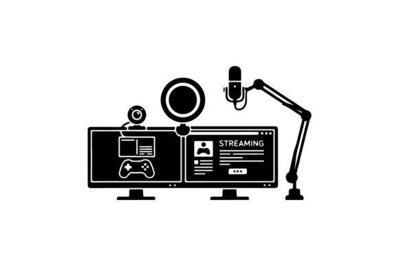 Live Streaming Setup Vector for Embroidery