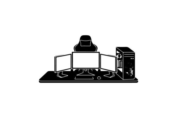 Modern Gaming Setup with Monitor and Tow Graphics
