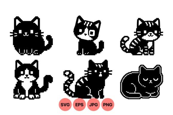 Pixel Art Cat Clipart Collection for Blog and Web Design