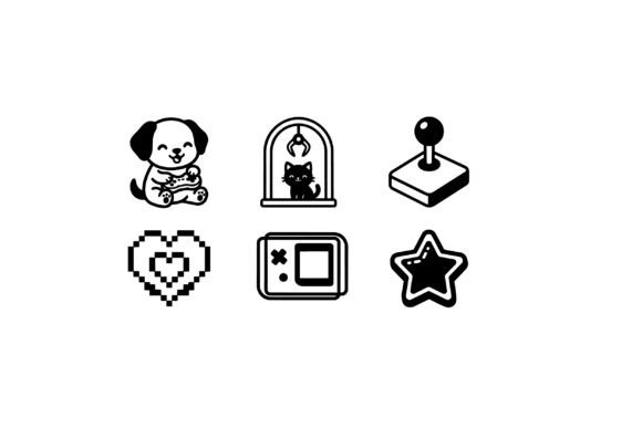 Pixel Heart Cat Claw Dog Game Icons for Branding and Packaging