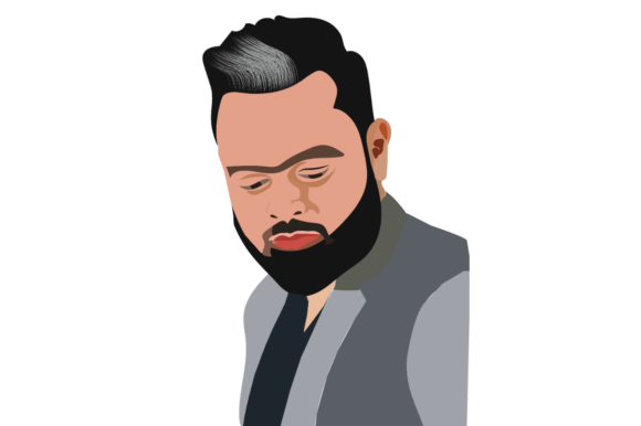 Portrait of a Man with a Dark Beard - A Modern Graphic Illustration