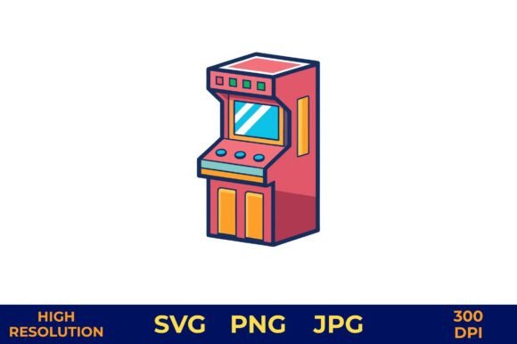 Retro Arcade Machine Vector in Bright - Graphics for Crafting