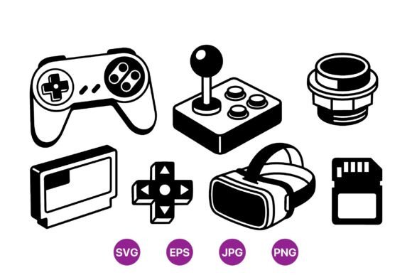 Retro Gaming Controller Icons - Graphics for Handmade Creations