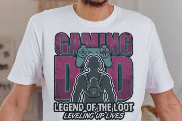 Retro Gaming DAD Sublimation PNG for Branding and Packaging