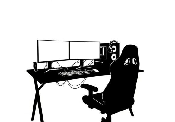 Silhouette of Gaming Workstation Chair Graphics