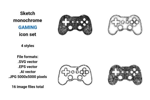Sketch Gaming Icon Set for Local Business Graphics