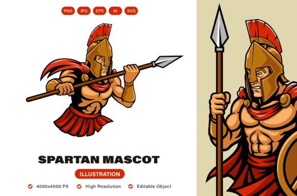Spartan Mascot Illustration for Graphics and Merchandise