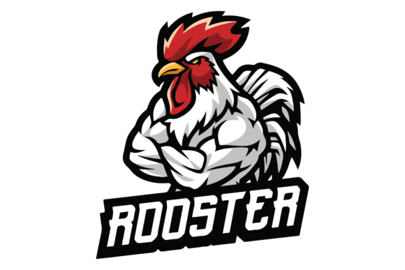 Strong Rooster Sports Mascot Logo for Local Business Branding