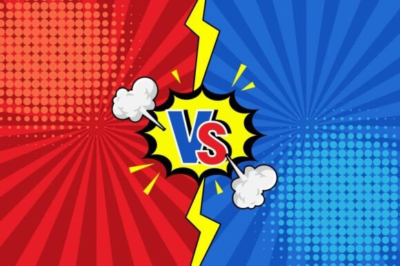 Versus Battle Comic Style Graphics for Bold Editorial Design