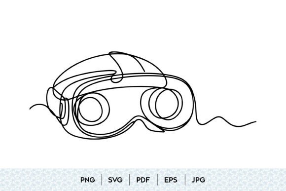 VR Headset Line Art SVG for Modern Graphics and Illustrations